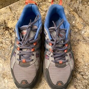 ASICS Men's Gray and Blue Athletic Shoes